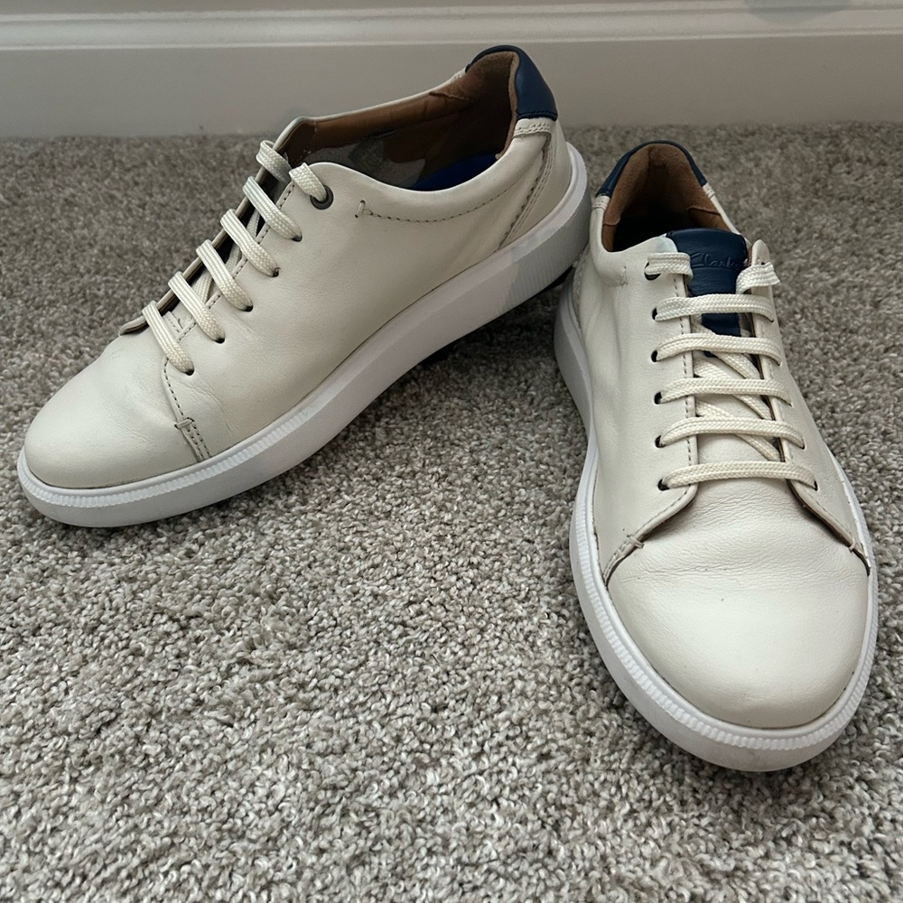 Clarks Cambro Men's Low-Top 7.5 M Casual Sneakers Vanilla White